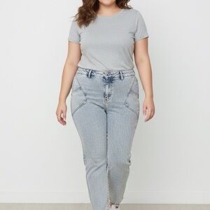 Acid Wash Mom Jeans High Waisted Tapered Denim Size 16W, NWT, G by Giuliana